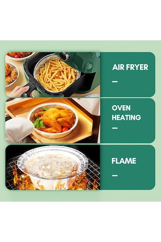 Fosenze Fırın Ve Air Fryer İçin Alüminyum Folyo Tepsiler - Yağ Giderici, Yıkama Gerektirmeyen, Isı Dayanıklı 8 İnç Derin Tepsi 20 Adet