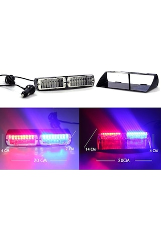 Flaş Led Çakarlı 16w Kırmızı-mavi 8 Fonksiyonlu / Lapa176