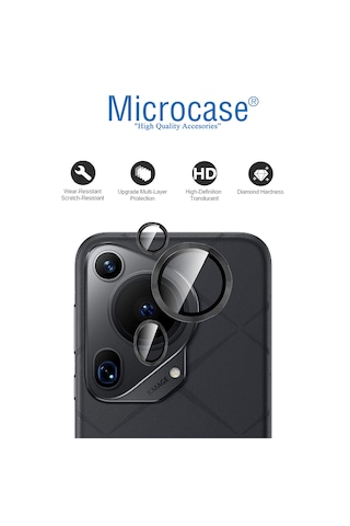 Microcase Huawei Pura 70 Kamera Camı Lens Koruyucu Halka Set - Al8114 Siyah