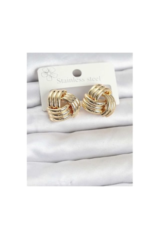 316l Çelik Gold Renk Sarmal Model Kadın Küpe Tj-bkp11867 Evimdeyokyok
