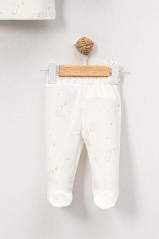 Bebitof %100 Pamuk Civciv Desenli 5 Parça Yenidoğan Hastane Çıkışı Zıbın Seti Bbtf.ekr.20133.03 Ekru