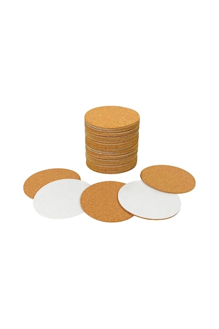 Xurunkeji 40 Paket Kendinden Yapışkanlı Mantar Yuvarlak 3,5 İnç Destek Sayfaları Mantar Bardak Altlıkları Kendin Yap El Sanatları İçin - Alt Koruma Kahverengi