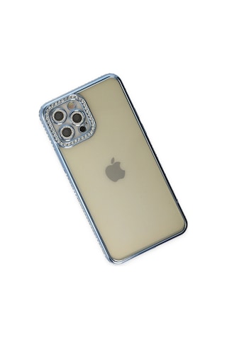 Newface Apple iPhone Uyumlu 12 Pro Kılıf Joke Taşlı Silikon Semeglbl - 49 - Mavi