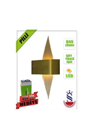 Şanled Primat Modeli Metal Çift Yönlü Beyaz-günışığı Işık Gold Kasa Duvar Aydınlatma Aplik-pilli Gün Işığı