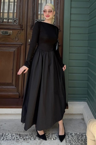 Madmext Siyah Maxi Boy %100 Pamuklu Kadın Elbise Mg2365 Siyah