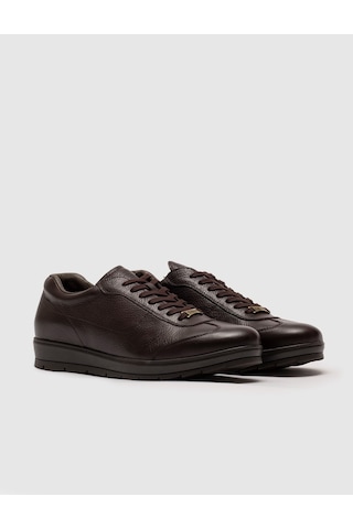 Hakiki Deri Termo Tabanlı Kahverengi Bağcıklı Erkek Günlük Ayakkabı - 40
