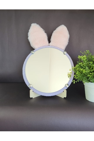 Pembe Tavşan Kulaklı Lila Çerçeveli Çocuk Odası Ayna