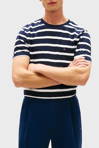Tommy Hilfiger Erkek T Shirt Mw0mw41378 0bc Lacivert-beyaz Lacivert - Beyaz