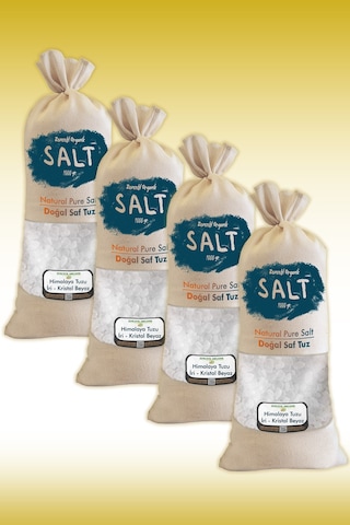 Himalaya Tuzu İri Taneli Beyaz Renk 4 Adet 1'lik Bez Torbalarda Himalaya Tuz 4 Kg.