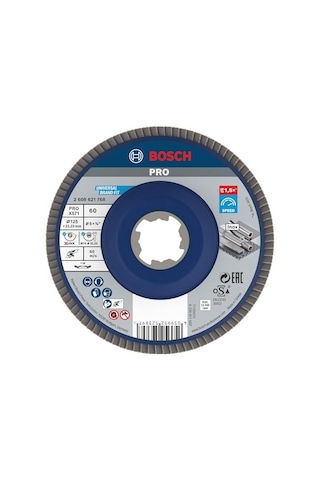 Bosch Uyumlu 1x Pro Metal X571 Yelpaze Taşlama Diski, X-lock İçin Açılı Tasarım Çelik, Paslanmaz Çelik, Ø 125 Mm, Granülasyon 60, Profesyonel Aksesuar Küçük Açılı Taşlama Makinesi
