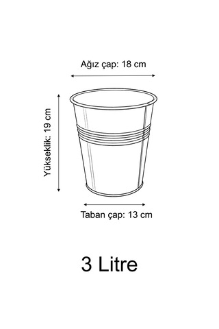 Metal Dekoratif Kova 3 Litre - 19 Cm Çok Amaçlı Galvaniz Saksılık Ve Düzenleyici Renksiz