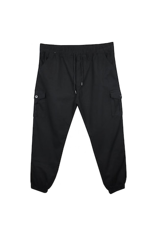 Kargo Cepli Büyük Beden Likralı Jogger Pantolon Siyah