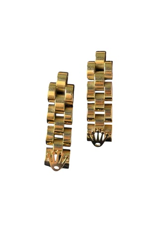 Gold Sallantılı Kral Tacı Çelik Küpe Altın