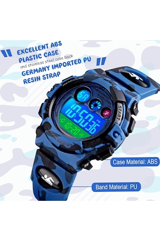 Çocuklar İçin Dijital Spor Saati Erkek Kız Çocuk Su Geçirmez Elektronik Çok Fonksiyonlu Günlük Açık Hava Saatleri 7 Renkli Led Işıklı Alarm D Diğer