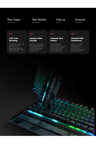 Full Rgb Carbon Mekanik Klavye Qbilek Destek Blue Gaming Klavye Oyuncu Klavye Antighosting Hot Swap