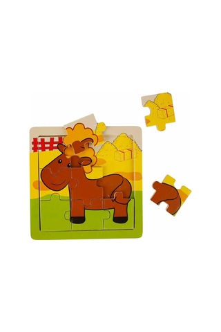 S00002907 Wooden Puzzle Anımals 9 Pcs 3 Ast