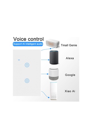 Youtek Led Işıklı Cam Dokunmatik Wifi Akıllı Anahtar, İki Yollu Sıfır Ateş Bağlantılı, Yx-ws002a Tuya Wifi