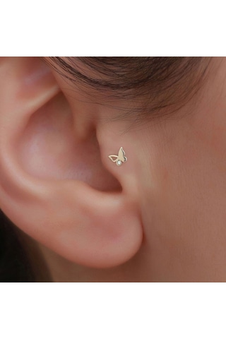 14 Ayar Altın Kelebek Tragus Piercing Sarı