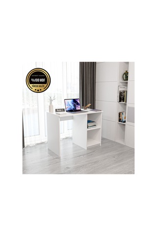 Matilda Çalışma Masası Raflı Kapaksız Modern Tasarım Beyaz