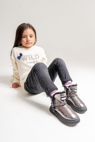 Mnpc Kız Çocuk Platin Hakiki Deri Hakiki Kürklü Suya Dayanıklı Bot 25k4b11048483 Platin