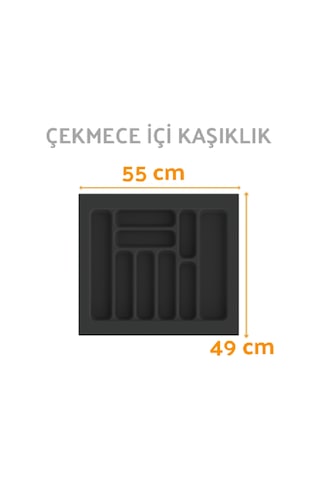 Çekmece İçi Kaşıklık Ve Kepçelik Düzenleyici Antrasit 55x49 Cm 49x40 Cm Kadar Kesilebilir Antrasit