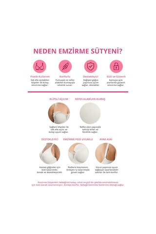 Cottonill Seamless Bra - Nuvia Lazer Kesim Klipsli Önden Açılabilir Dikişsiz Emzirme Sütyeni 3'lü Paket Çok Renkli