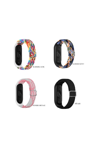 Xiaomi Mi Band 3 4 5 6 Kordon Tokalı Örgü Loop Kayış Bileklik