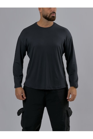 Cocopelli Antrasit Bisiklet Yaka Basic Erkek Sweatshirt Coc3548
