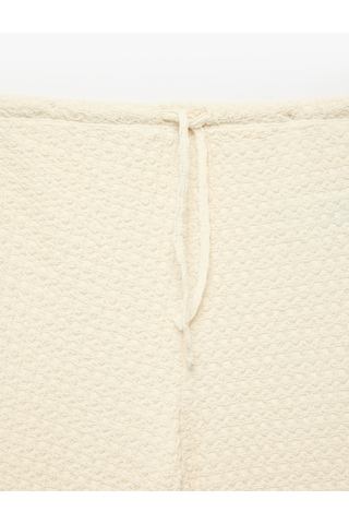 Koton Bürümcük Kumaş Beli Bağlamalı Düz Paça Uzun Pantolon Ekru 6sak40103ek