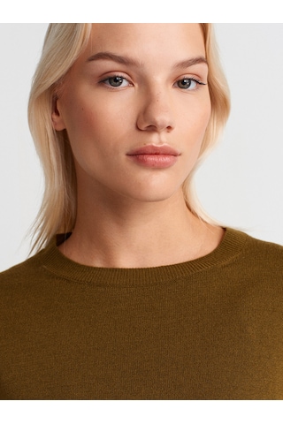 Dilvin 10633 Bisiklet Yaka Yünlü Basic Triko Kazak-yağ Yeşil Yağ Yeşil