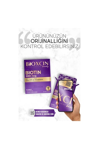 Bioxcin Biotin 5.000 Mcg + Çinko 15 Mg Saç ve Tırnak Vitamini 2 x 30 Tablet