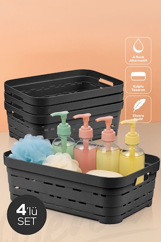 4'lü 8,2 Litre Delikli Saklama Kutusu Antrasit Antrasit