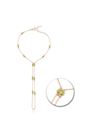 Lime Yeşili Boncuk Detay Rose Renk Gümüş Şahmeran Rose Gold