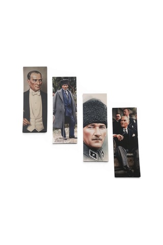 Atatürk 4'lü Kitap Ayracı Kalın Geniş Kesim 350 Gr Hediyelik No:1