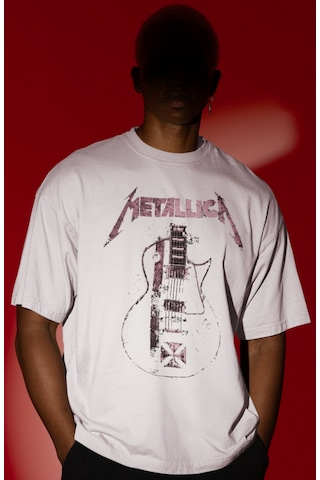 Sevbano Metallica Rock Metal Müzik Grubu Ön Baskılı Unisex Oversize Tişör Beyaz