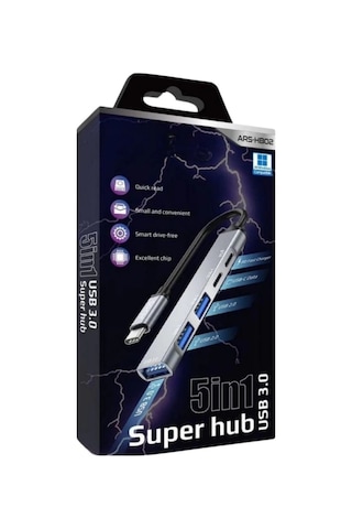 5in1 Metal Usb Hub Yüksek Hızlı Çoklayıcı, 5 Bağlantı Noktalı, Dayanıklı Ve Taşınabilir Tasarım