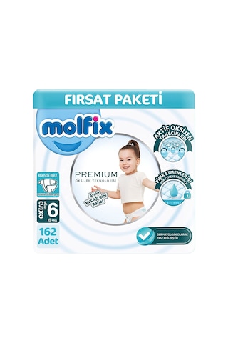 Molfix Premium 6 Beden Bebek Bezi Ultra Fırsat Paketi 54x3 162 Adet 6 Numara