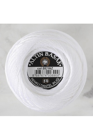 Abarta Altınbaşak Klasik Renkli Dantel Ipi -no:50 20 Gr 1 Adet- Beyaz