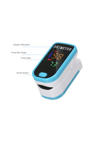 Maiyame Parmak Tipi Oksimetre: Oksijen Doyması Ve Nabız Ölçer, 5 Saniye Otomatik Kapatma, Mavi-beyaz Tasarım Pil Dahil Değil