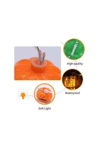Gajeena Halloween Dekorasyon Gülümseme Kabak Led Işık Zinciri 6m 40 Işıklı Parıltılı 3 Pil Tipi Pil Yok