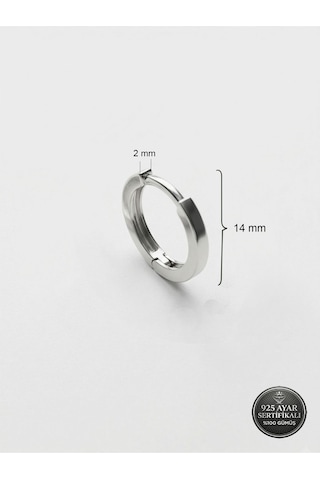 925 Ayar Gümüş Rodyum Kaplama Yuvarlak Erkek Halka Küpe - Tek 2x14mm Rze10293