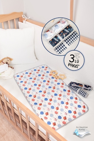 3lü Alt Açma Değiştirme Örtü Sıvı Geçirmez Koruyucu Alez Yıkanabilir Bebek Bakım Pedi XL GriGrup