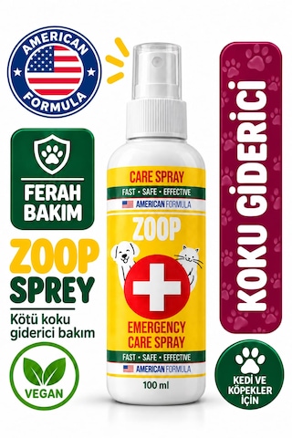 Zoop Köpek & Kedi Ağız Ve Diş Bakım - Mantar - Yara - Bit Pire Koruma - Kulak Temizleme - Alerji - Kaşıntı - Koku Giderci Ve Egzama Acil Bakım Spreyi 100 Ml