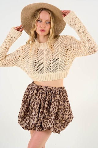 Leopar Balon Etek - Leopar Açık Kahve kahve