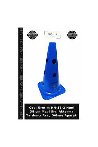 Özel Üretim Hn-38-2 Huni 38 Cm Mavi Sıvı Aktarma Yardımcı Araç Dökme Aparatı