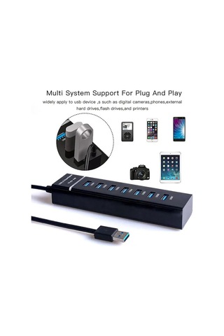 7 Port Usb Dağıtıcı - Usb 3.0 Superspeed Desteği, Ultra İnce Taşınabilir Usb Hub Çoğaltıcı Zr249