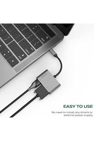 Usb 3.1 Type-C To 4K Hdmi + Vga Çevirici Adaptör Kablo Apple Uyumlu MacBook