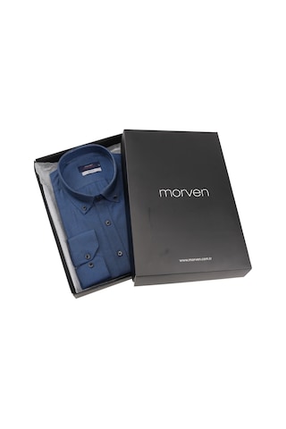 Morven Slim Fit Düğmeli Yaka Oxford Kolay Ütülenebilir Pamuklu Uzun Kollu Gömlek Kutulu