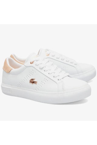 Lacoste Powercourt 2.0 Leather Womens Sneaker Hakiki Deri Kadın Günlük Spor Ayakkabı Beyaz
