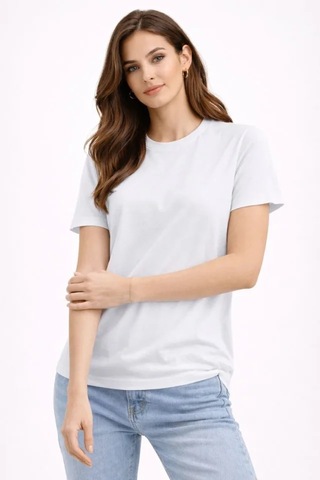 De'charme Bisiklet Yaka Tişört Regular Kalıp Basic Pamuklu Günlük Kullanım T-shirt - Beyaz